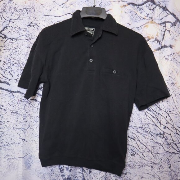 BLACK PIQUE POLO M Safe Harbor Classic Neutral Basic Office Work Golf Tennis - Picture 2 of 7